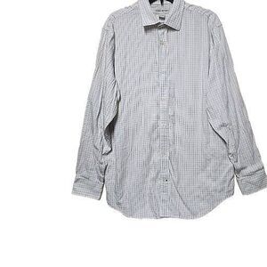 Banana Republic Mens Size Large White Plaid Dress Shirt
